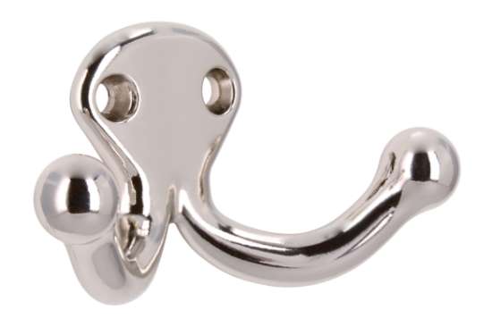 Afbeeldingen van Siro Kapstokhaak metaal - boorafstand 19mm/L 38mm/H 28mm/B 73mm nikkel glanzend 