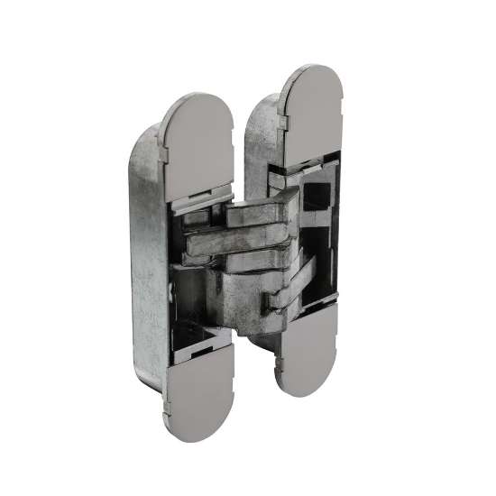 Afbeeldingen van INTERSTEEL Scharnier zamak 130x30, 3D verstelbaar, binnenwerk verzinkt - vernikkelde afdekkappen 4626