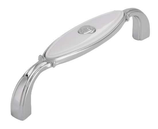 Afbeeldingen van Siro Meubelgreep metaal - boorafstand 96mm/L 106mm/H 26mm/B 20mm chroom glanzend/wit 