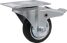 Afbeeldingen van Kelfort zwenkwiel - Ø80mm (50kg) - gegalvaniseerd met stalen velg, plaat en rollager met rem zwart/rubber loopvlak 