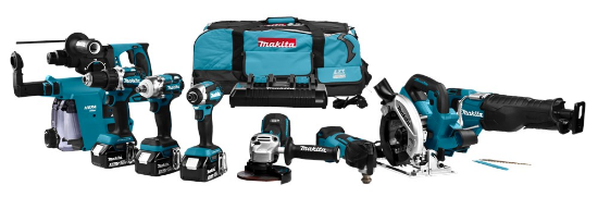 Afbeeldingen van Makita combiset DLX8026TW1 - 18v 3x 5,0Ah li-on accu - 8 machines in tas 