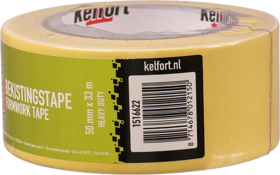 Afbeeldingen van Kelfort bekistingstape - 50mm x 33 meter - geel heavy duty 
