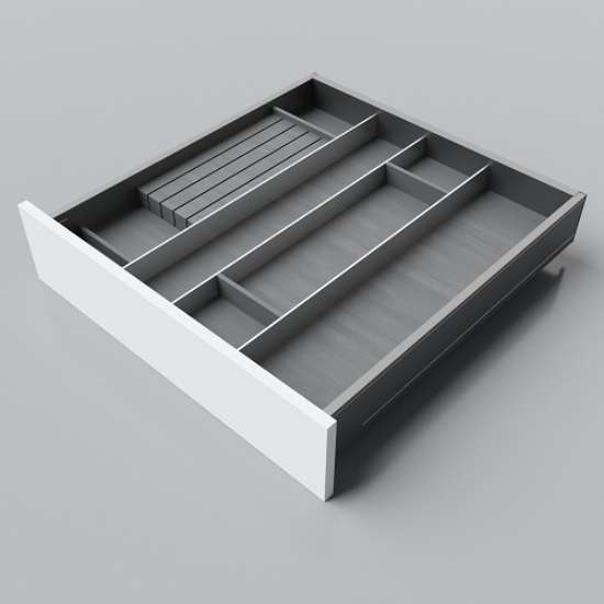 Afbeeldingen van Blum Bestekindeling voor messen Legrabox houtdecor - corpusbreedte 550-600 diepte 600mm - houtdecor zwart/aluminium OL.SA6060S2BEST