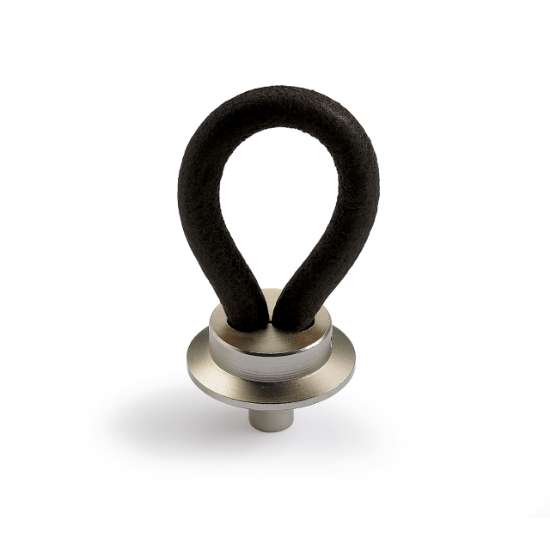 Afbeeldingen van Hettich Knop Filaga, L 20 mm, H 32 mm, Zwart leer / mat vernikkeld