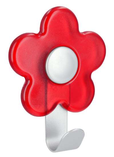 Afbeeldingen van Siro Kapstokhaak metaal - L 100mm/H 30mm/B 77mm rood/aluminium 