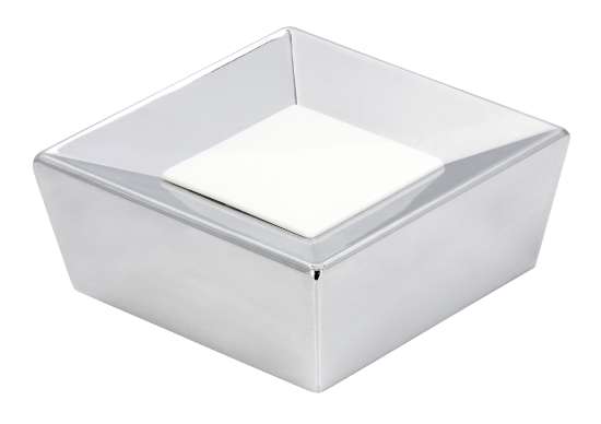 Afbeeldingen van Siro Meubelknop metaal - L 39mm/H 16mm/B 39mm chroom glanzend/wit 