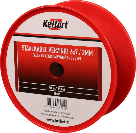 Afbeeldingen van Kelfort Staalkabel - 2mm 200 meter - 6x7 vlechtvorm gegalvaniseerd 