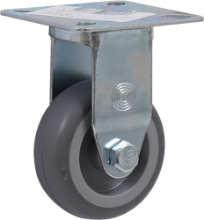 Afbeeldingen van Kelfort bokwiel - Ø50mm (50kg) - gegalvaniseerd met plaat en glijlager blauw/grijs loopvlak grijs rubber 