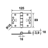 Afbeeldingen van Axa Veiligheids glijlager scharnier - 3mm 89x125 - rondhoek 