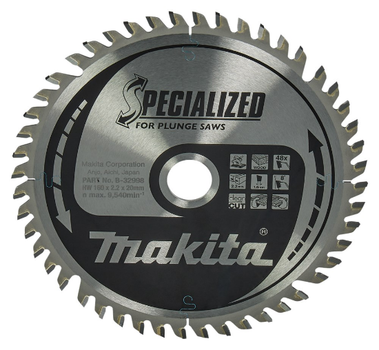 Afbeeldingen van Makita zaagblad B-32998 - Ø160X20X2.2mm 48 tands - geschikt voor hout