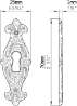 Afbeeldingen van Siro Sierschild metaal - boorafstand 47mm/L 70mm/H 3mm/B 25mm antiek messing 