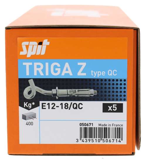 Afbeeldingen van Spit Veiligheidsanker met staart Triga Z - M12x178mm - verzinkt 
