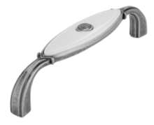 Afbeeldingen van Siro Meubelgreep metaal - boorafstand 96mm/L 106mm/H 26mm/B 20mm antiek zilver/wit 