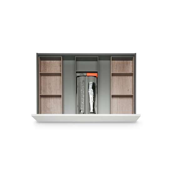 Afbeeldingen van Blum Bestekindeling voor werkbestek met foliehouder Legrabox - corpusbreedte 900 en groter diepte 600mm - houtdecor nebraska eik/oriongrijs OL.BH6090N5IND
