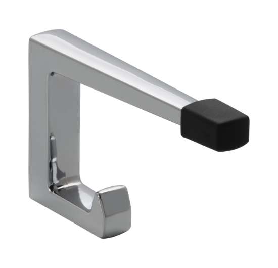 Afbeeldingen van Siro Deurstop haak metaal - boorafstand 32mm/L 64mm/H 100mm/B 15mm chroom glanzend/ zwart 