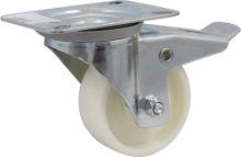 Afbeeldingen van Kelfort zwenkwiel - Ø80mm (125kg) - gegalvaniseerd met plaat en rollager met rem wit polyamide loopvlak 