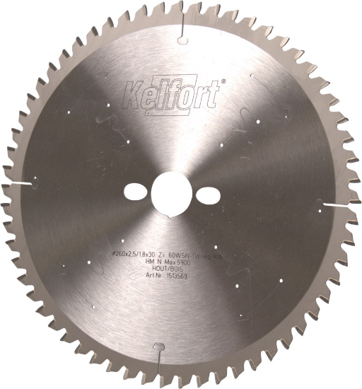Afbeeldingen van Kelfort Cirkelzaagblad - 260x2.5x30mm 60Tands - HM WS-KW vertanding Neg 