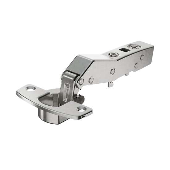 Afbeeldingen van Hettich Sensys hoekscharnier W30 zonder geïntegreerde demping (Sensys 8639 W30), vernikkeld, opliggend, openingshoek 95°, TH-boorbeeld 52 x 5,5 mm, voor schroefbevestiging (-)