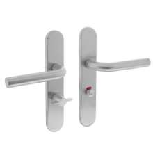 Afbeeldingen van INTERSTEEL Deurkruk Recht op op schild toilet-/badkamersluiting 63 mm rvs geborsteld 1296