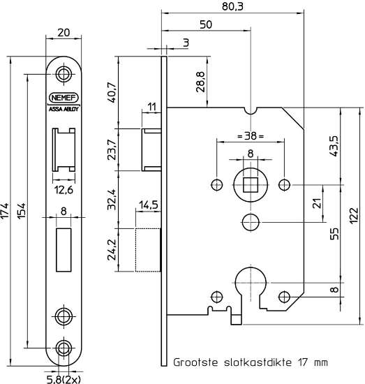Afbeeldingen van Nemef d+n slot pc 1269/17 50 U20 DR