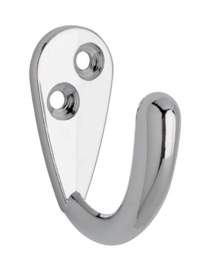 Afbeeldingen van Siro Kapstokhaak metaal - boorafstand 10mm/L 43mm/H 38mm/B 19mm chroom glanzend 