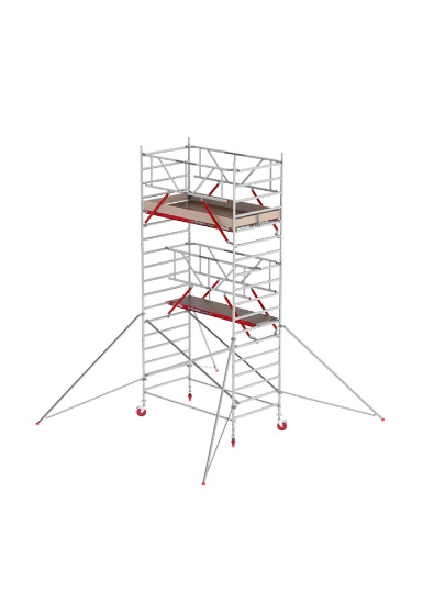 Afbeeldingen van Altrex Rolsteiger breed - aluminium met voorloopleuningen en schoren in de basis RS TOWER 42