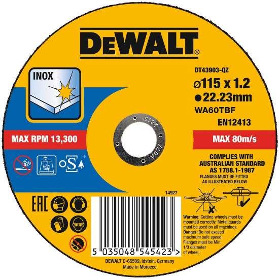 Afbeeldingen van DeWALT Doorslijpschijf inox DT43903