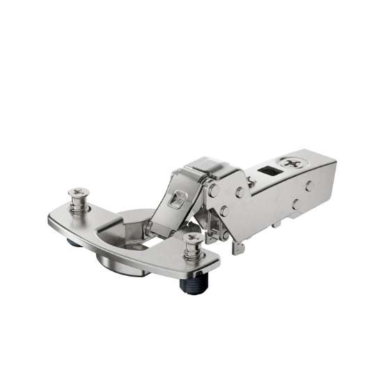 Afbeeldingen van Hettich Sensys scharnier voor dunne deuren, deurdikte vanaf 10 mm, veerloos (Sensys 8676), vernikkeld, inliggend, openingshoek 110°, TH-boorbeeld 52 x 5,5 mm, met spreidpluggen (ø 10 x 8)