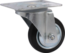 Afbeeldingen van Kelfort zwenkwiel - Ø80mm (50kg) - gegalvaniseerd met stalen velg, plaat en rollager zwart rubber loopvlak 
