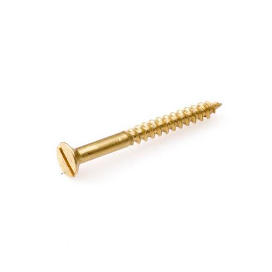 Afbeeldingen van Houtschroef - Ø3.5x12mm zaagsnede - platkop messing blank DIN97 
