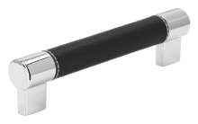 Afbeeldingen van Siro Meubelgreep kunststof - boorafstand 128mm/L 152mm/H 37mm/B 20mm zwart/chroom 