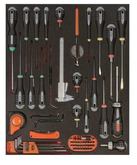 Afbeeldingen van Bahco foam 3/3 Schroevendraaiers Gleuf, PH, TORX en meten 66 Delig