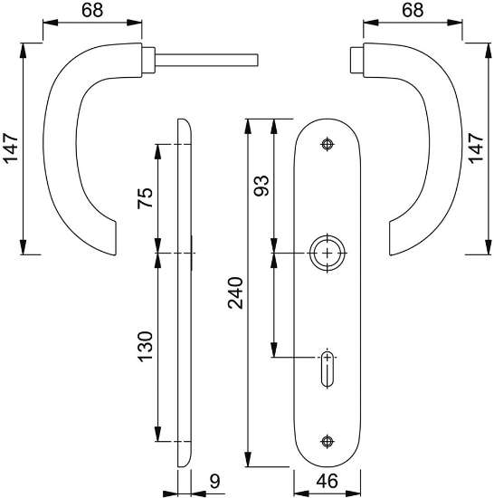 Afbeeldingen van Hoppe kruk + langschild  1138/273p f1