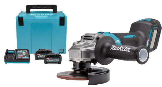 Afbeeldingen van Makita haakse slijper 40V Max GA023GM201 - 125mm - 2x 4,0 Ah accu's lader in Mbox