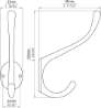 Afbeeldingen van Siro Kapstokhaak metaal - boorafstand 24mm/L 120mm/H 85mm/B 33mm - mat zwart 
