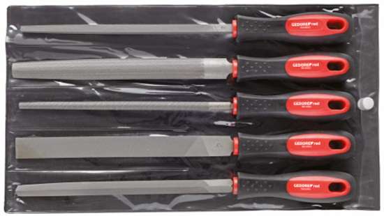 Afbeeldingen van Gedore Red Vijlenset 3kt+4kt+plat+rond+half, 5 delig
