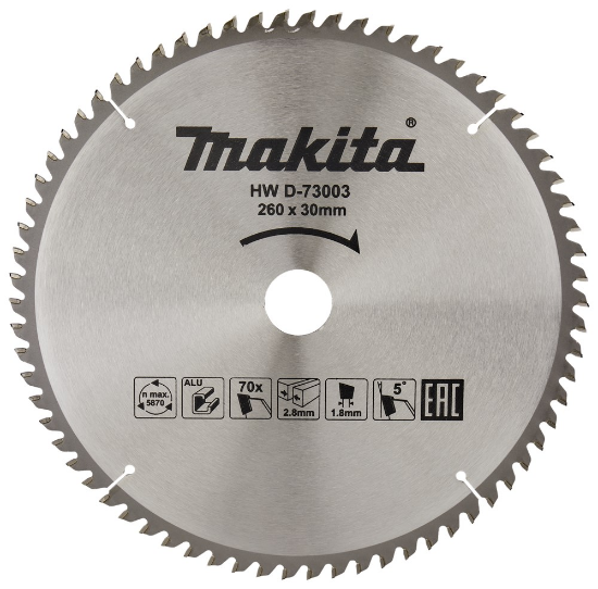 Afbeeldingen van Makita zaagblad D-73003 - 260x30 HM 70T - voor aluminium 