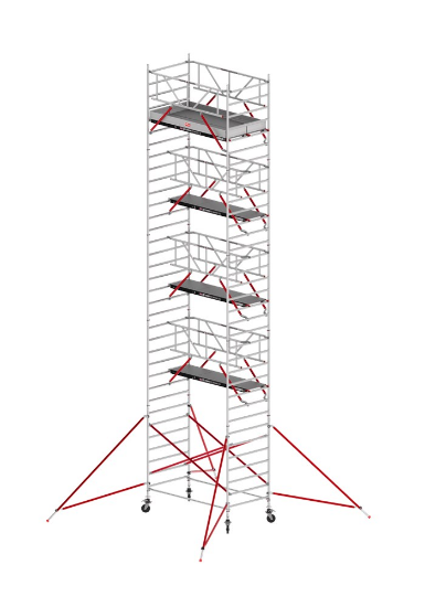 Afbeeldingen van Altrex Rolsteiger breed - aluminium met voorloopleuningen en schoren in de basis RS TOWER 52