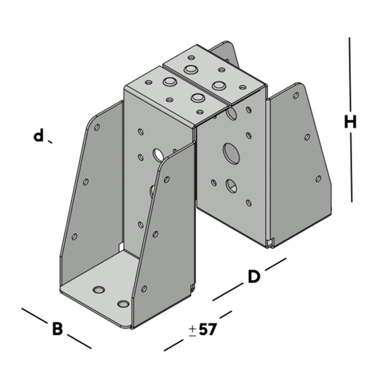 Afbeeldingen van GB Balkdrager GBS DB 59x121 Dikte 1,5 Sendzimir Verzinkt