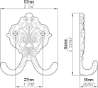 Afbeeldingen van Siro Kapstokhaak metaal - boorafstand 27mm/L 64mm/H 18mm/B 57mm messing glanzend 
