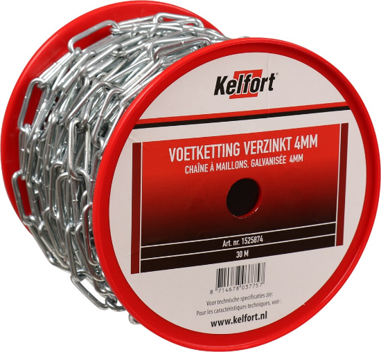 Afbeeldingen van Kelfort Voetketting - 4mm 30 meter - gegalvaniseerd 