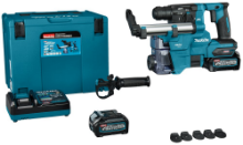 Afbeeldingen van Makita accu combihamer HR010GD201 XGT 40V Max 2x2,5 Ah accu - inclusief snellader en stofafzuiging in Mbox