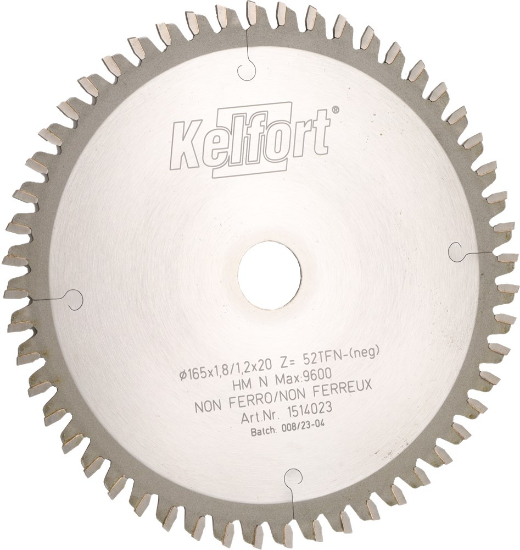 Afbeeldingen van Kelfort cirkelzaagblad - Ø165x1,8/1,2x20mm 52 tands TFN - voor aluminium