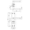 Afbeeldingen van INTERSTEEL Deurkruk recht Hoek 90° ø19mm met schild 250x55x2mm rvs geborsteld 0583