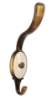 Afbeeldingen van Siro Kapstokhaak metaal - boorafstand 24mm/L 158mm/H 65mm/B 34mm antiek messing/ beige 
