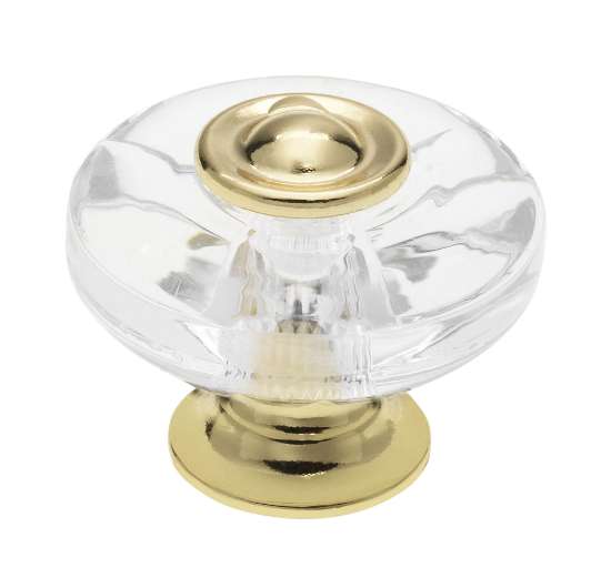 Afbeeldingen van Siro Meubelknop kunststof - L 38mm/H 31mm/B 38mm transparant/goud 