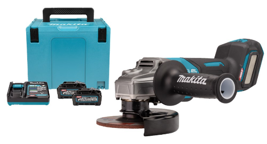 Afbeeldingen van Makita haakse slijper 40V Max GA029GM201 - 125mm - 2x 4,0 Ah accu en lader, in Mbox