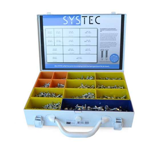 Afbeeldingen van Systec assortimentskoffer zelfborende plaatschroeven - Ø3.5-6.3mm lengte 9.5-32mm - 2040 stuks verzinkt