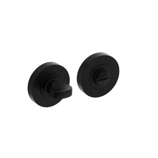 Afbeeldingen van INTERSTEEL Rozet met toilet-/badkamersluiting 52x10mm zwart 3476