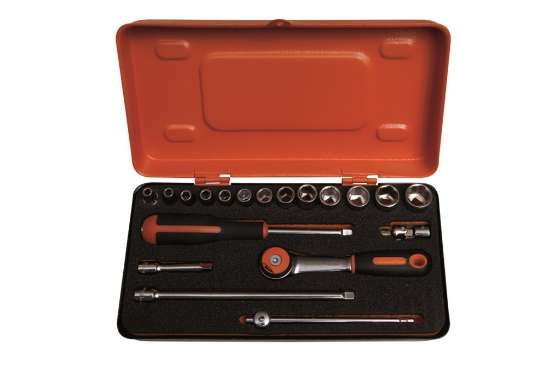 Afbeeldingen van Bahco dopsleutelset 19 delig 1/4'' met metalen doos